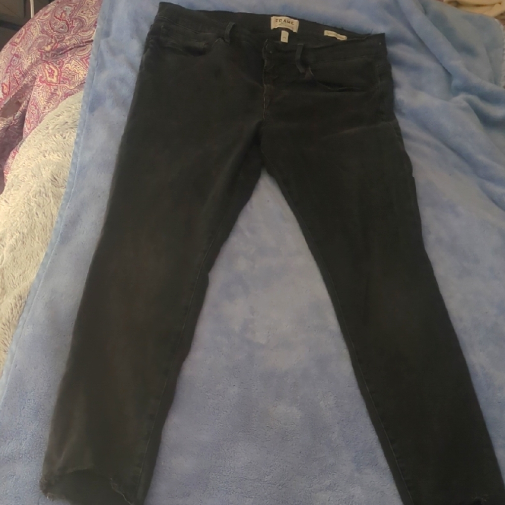 Frame Denim Women's Black Faded Skinny Jean Sz 34